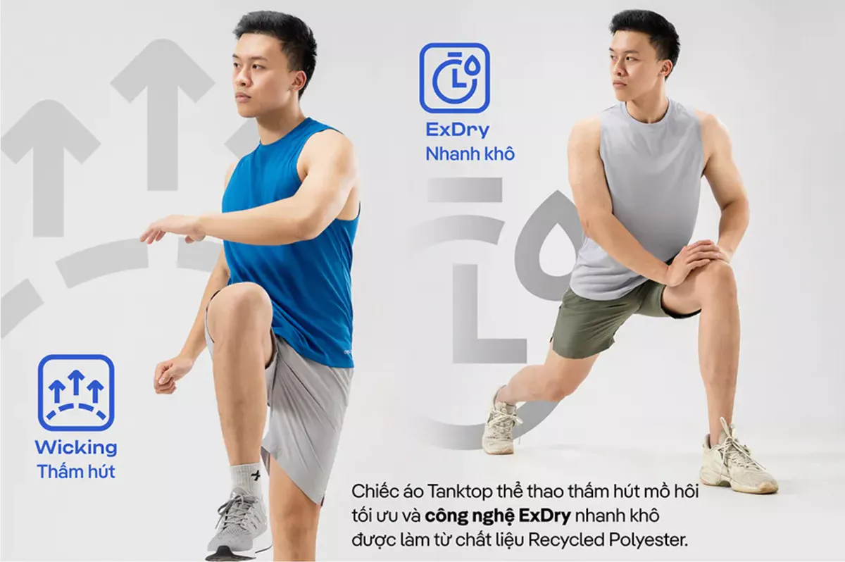 Set thể thao Áo thun Coolmate Basics và Áo tanktop Active Essentials thoáng mát Coolmate