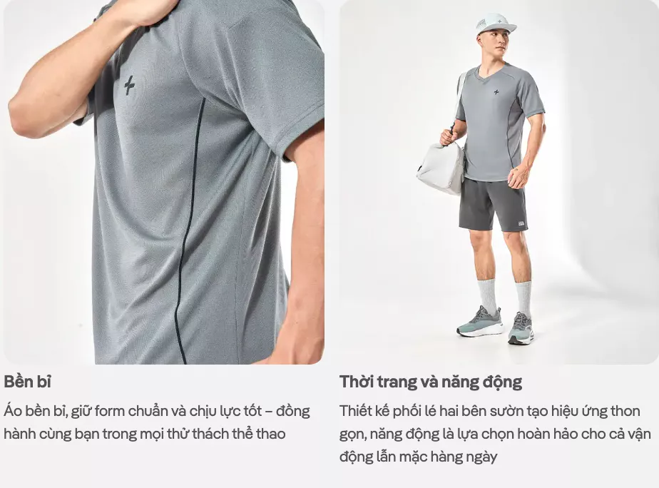 Áo thun thể thao nam Pickleball Tennis FlexLine Active V-neck thấm hút tốt thoáng khí Coolmate