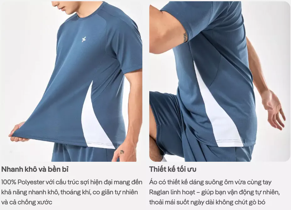 Áo thun Tshirt thể thao nam pickleball tennis Promax Sideflow cổ tròn co giãn thoáng khí Coolmate