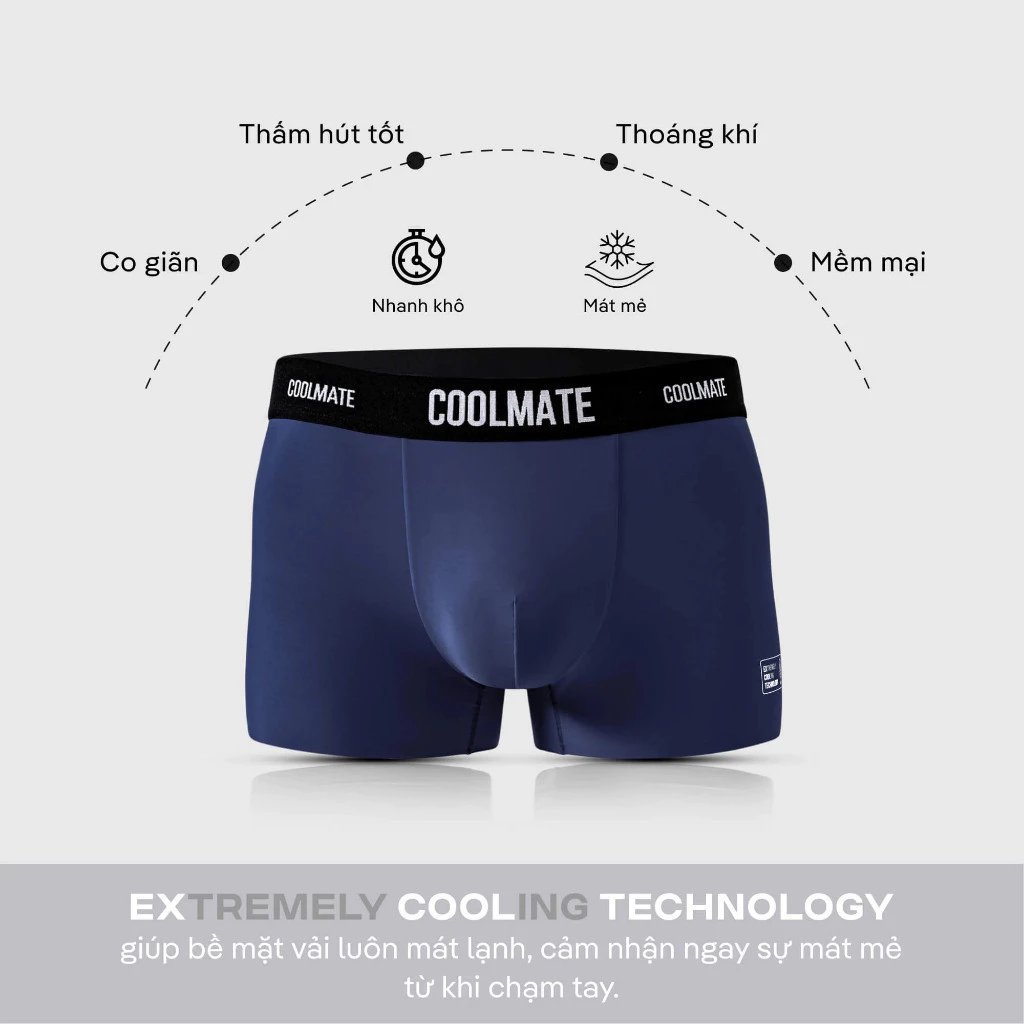 Combo 3 quần lót Trunk Excool Clean Cut mát mẻ, co giãn, siêu thấm hút Coolmate