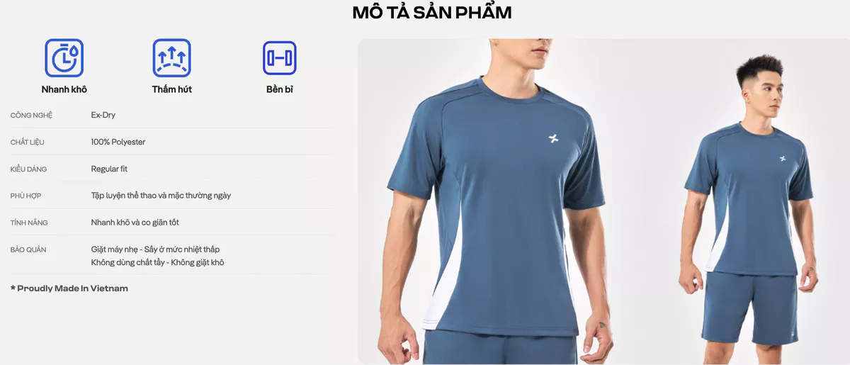 Set thể thao Pickleball Áo thun Promax Sideflow Quần shorts Thoáng khí thấm hút Coolmate