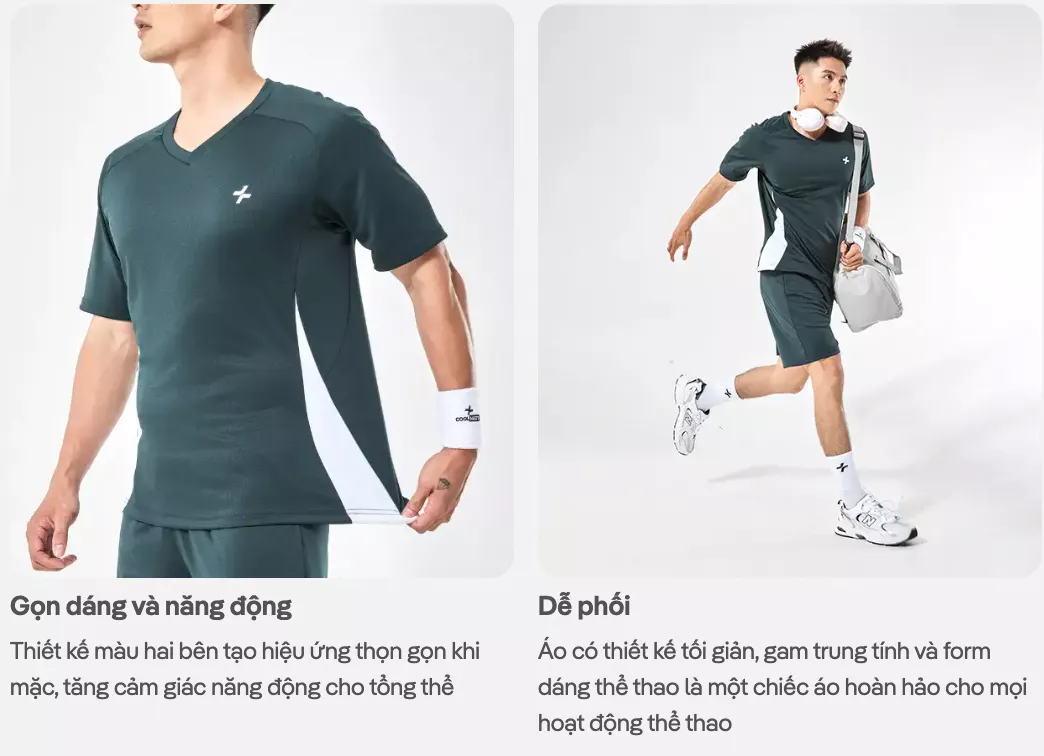 Set thể thao Pickleball Áo thun Promax Sideflow Quần shorts Thoáng khí thấm hút Coolmate