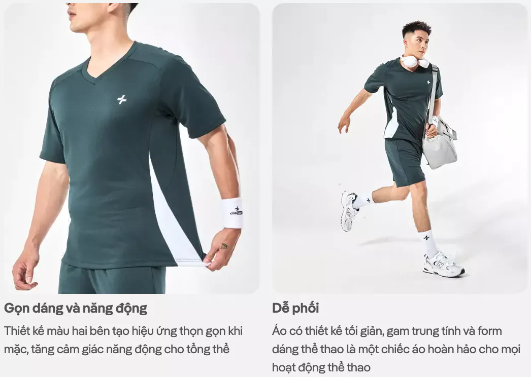 Áo thun Tshirt thể thao nam Pickleball Promax Sideflow cổ V-neck co giãn thấm hút tốt Coolmate