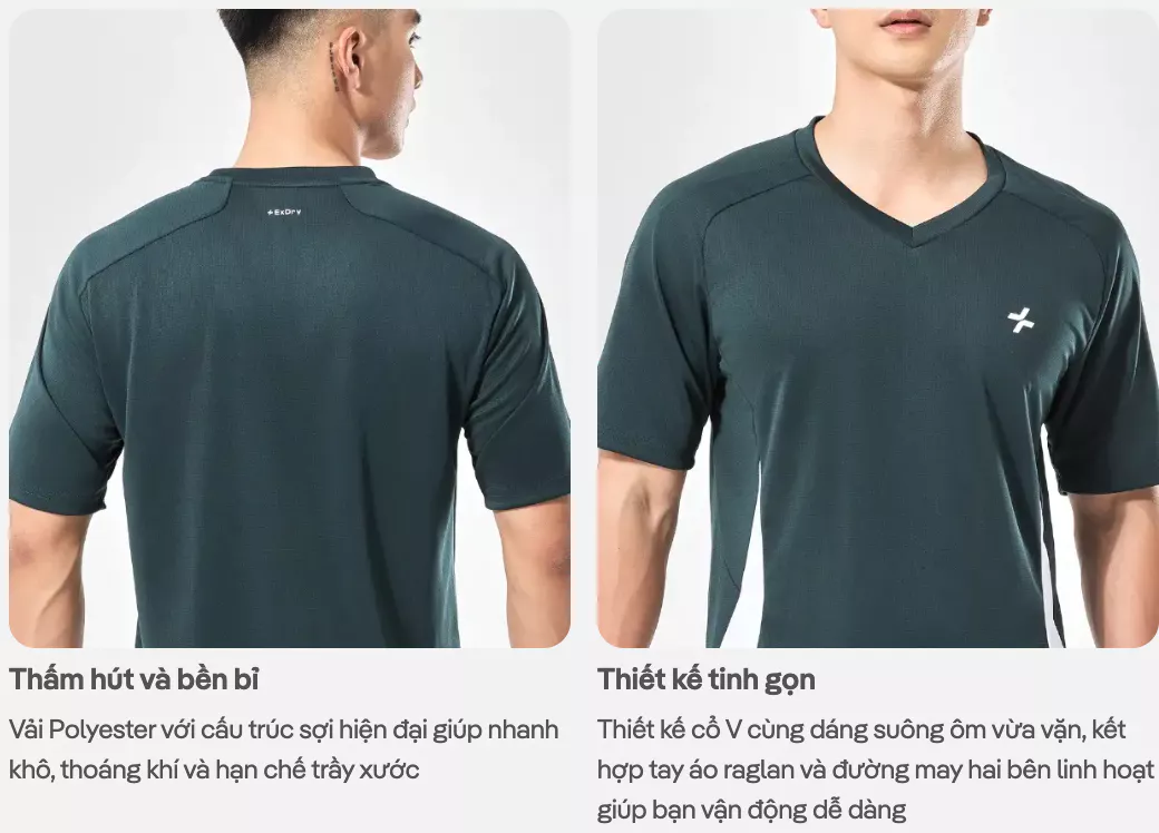Áo thun Tshirt thể thao nam Pickleball Promax Sideflow cổ V-neck co giãn thấm hút tốt Coolmate