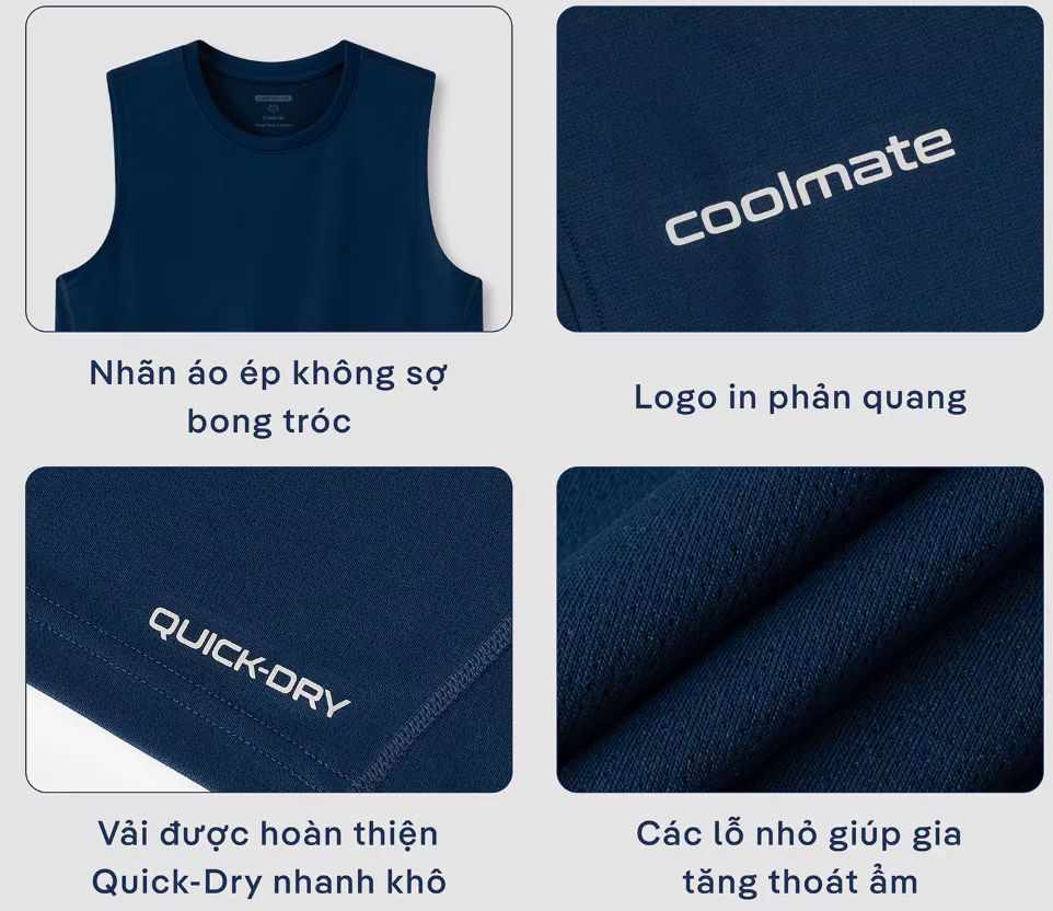 Combo 2 Áo ba lỗ, sát nách Promax nam thể thao đa năng, Pickleball thoáng mát thấm hút Coolmate