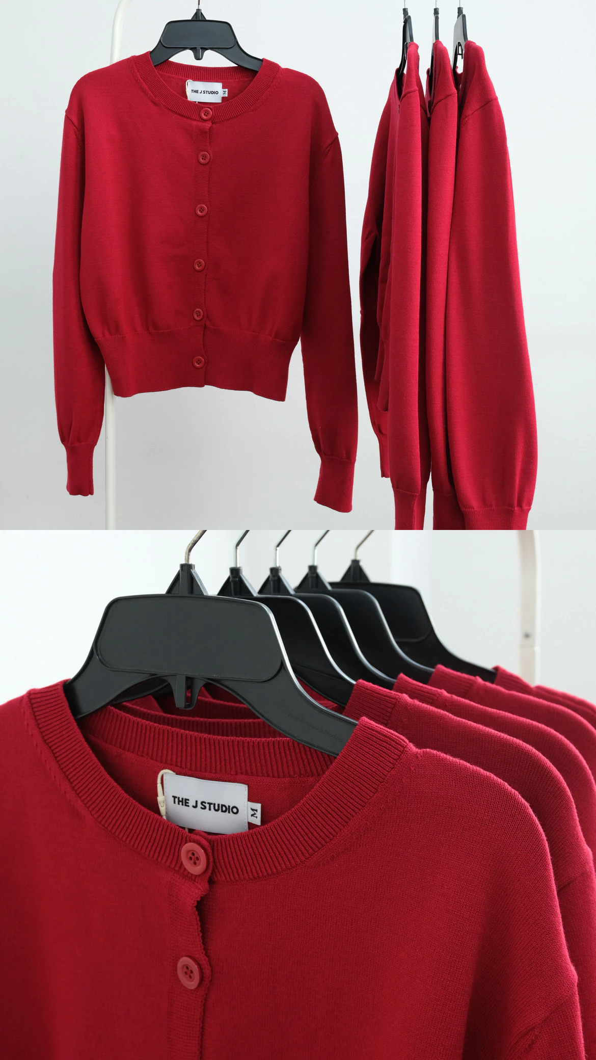 Áo Khoác Len Cardigan Màu Đỏ, Trắng, Đen Phong Cách Tối Giản Ember Cardigan | THE J STUDIO