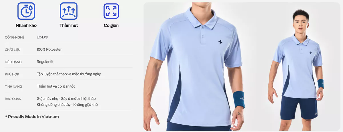Áo Polo thể thao nam Pickleball Promax Sideflow thoáng khí co giãn thấm hút tốt Coolmate