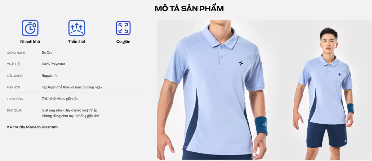 Set đồ bộ thể thao nam Promax Áo Polo Sideflow Quần Shorts thoáng khí, thấm hút tốt Coolmate