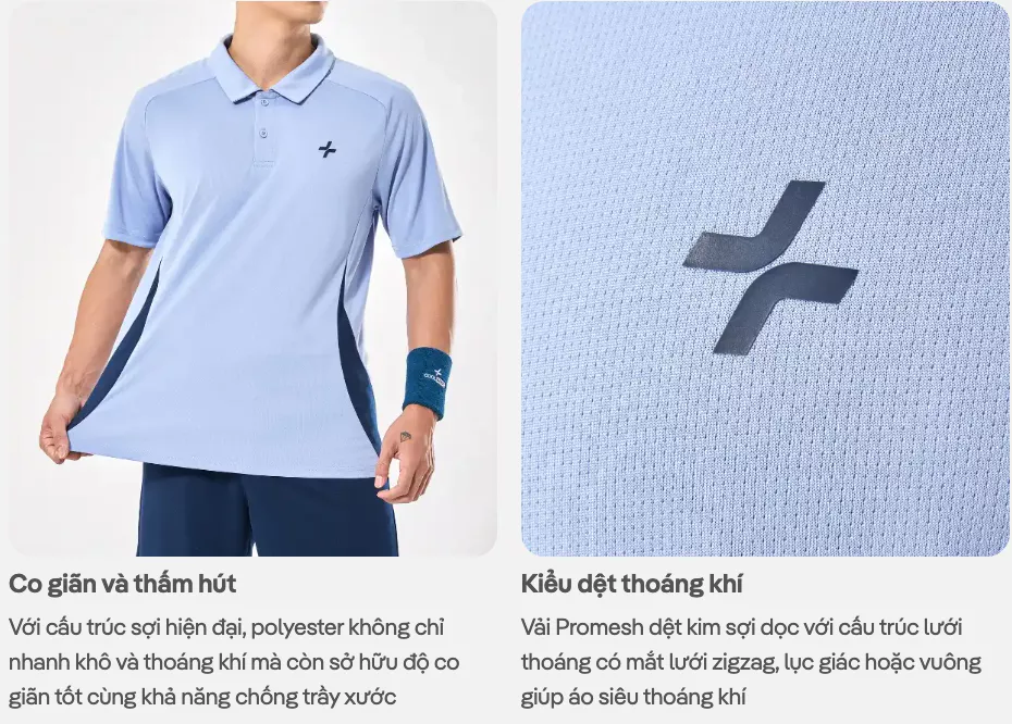 Set đồ bộ thể thao nam Promax Áo Polo Sideflow Quần Shorts thoáng khí, thấm hút tốt Coolmate