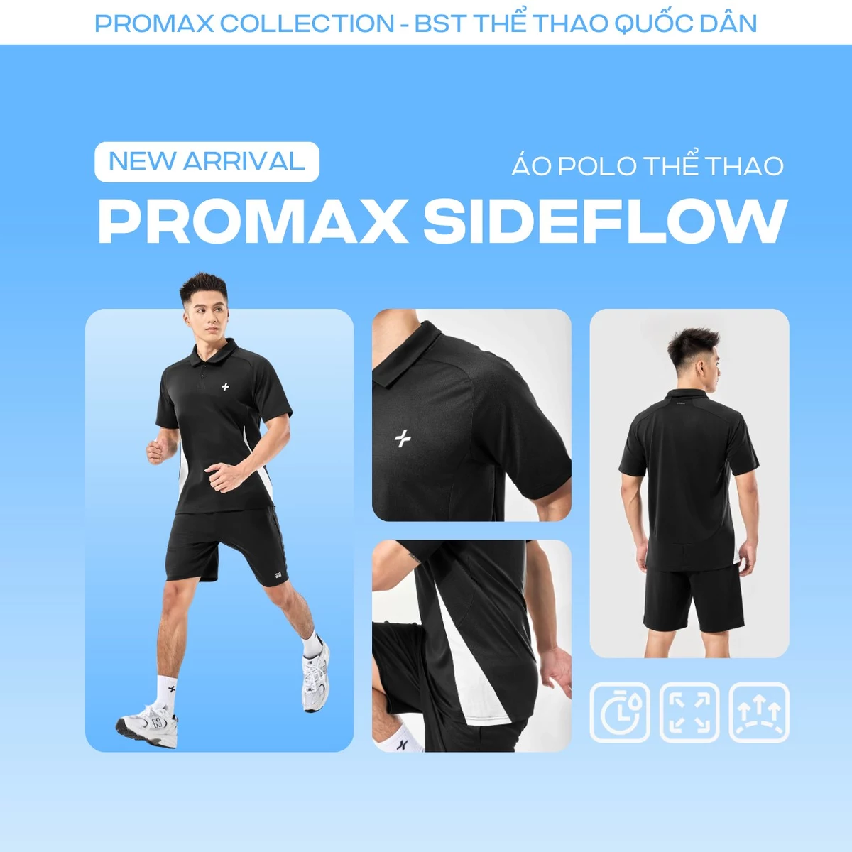 Áo Polo thể thao nam Pickleball Promax Sideflow thoáng khí co giãn thấm hút tốt Coolmate