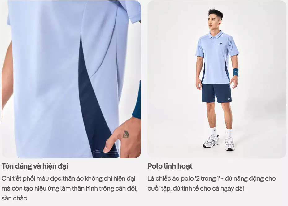 Set đồ bộ thể thao nam Promax Áo Polo Sideflow Quần Shorts thoáng khí, thấm hút tốt Coolmate