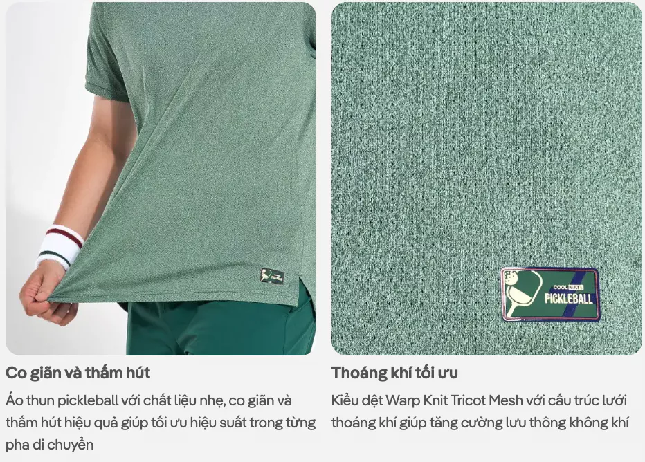 Áo thun thể thao nam Pickleball Drive Shot, thoáng khí thấm hút tốt Coolmate