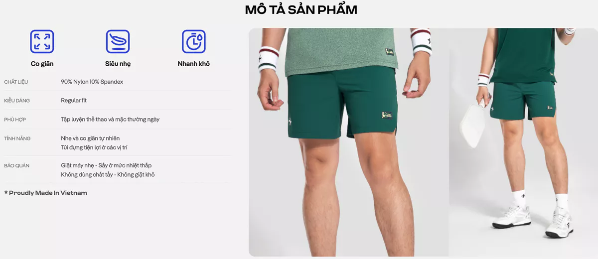 Quần thể thao nam 6inch Pickleball Smash Shot Nhanh khô, Thoáng khí, Thấm hút tốt Coolmate