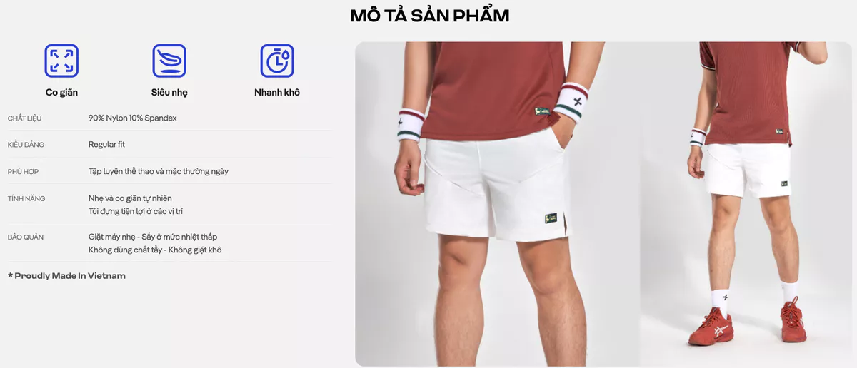 Quần thể thao nam 6inch Pickleball Dink Shot thoáng khí thấm hút tốt Coolmate