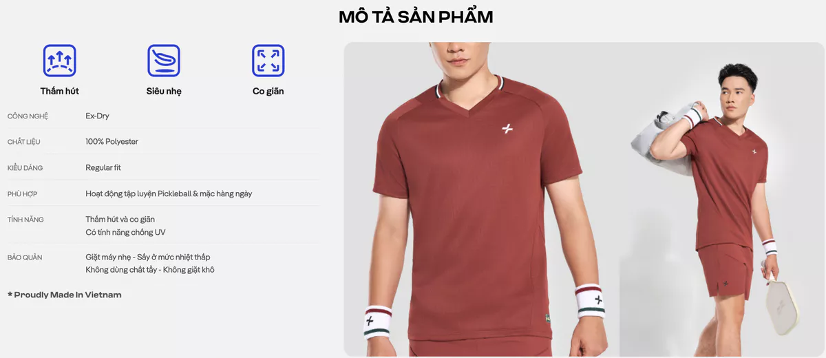 Áo thun thể thao nam Pickleball Smash Shot cổ V thoáng khí thấm hút tốt Coolmate