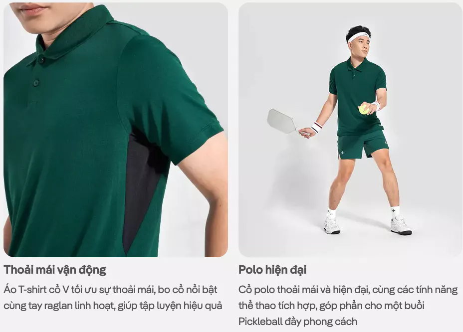 Áo polo thể thao nam Pickleball Baseline Nhanh khô, Thoáng khí, Thấm hút tốt Coolmate