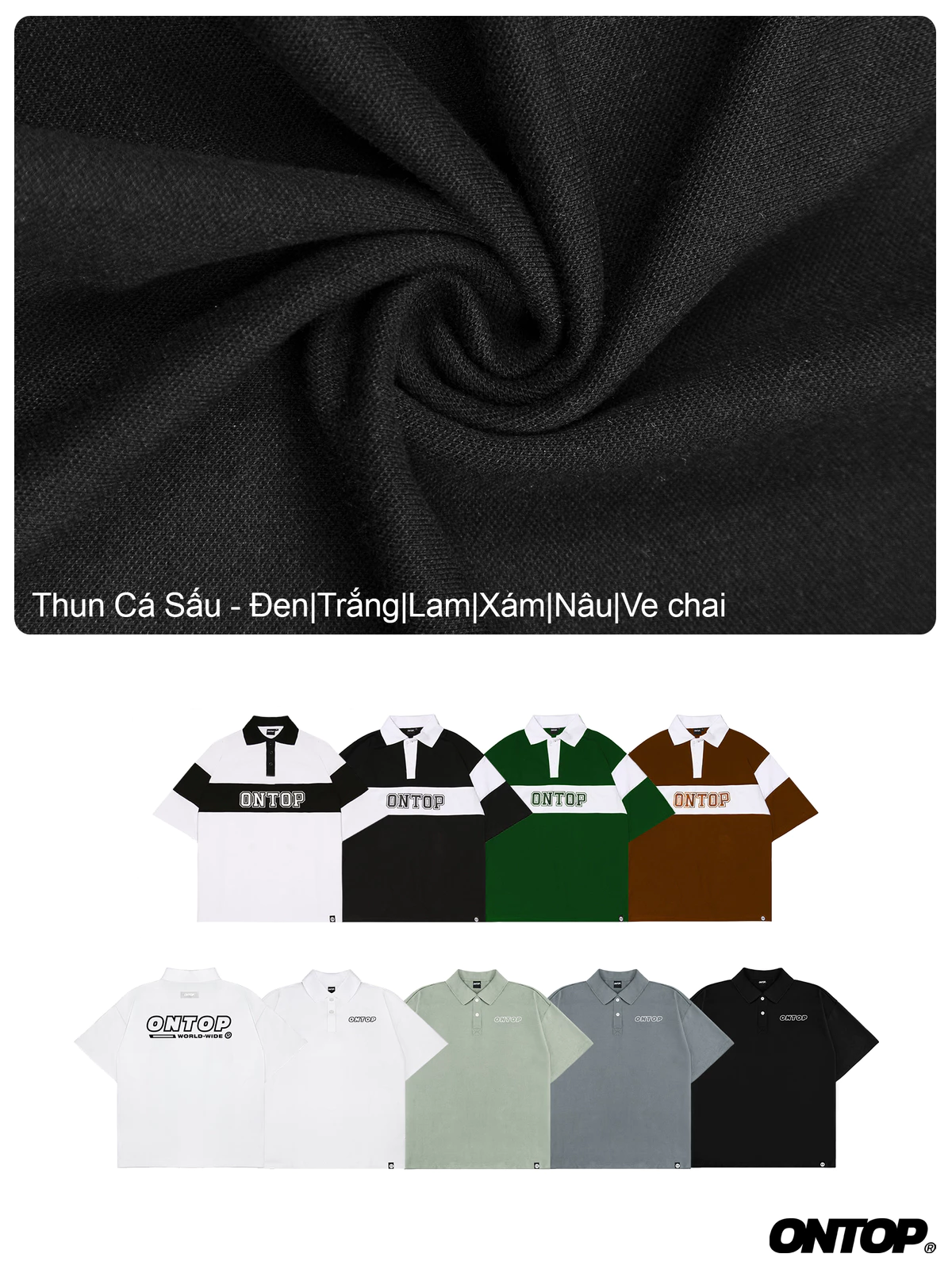 Áo polo form rộng basic local brand ONTOP vải thun cá sấu dày dặn, thoáng mát nhiều màu | O16-T2_O18-T4