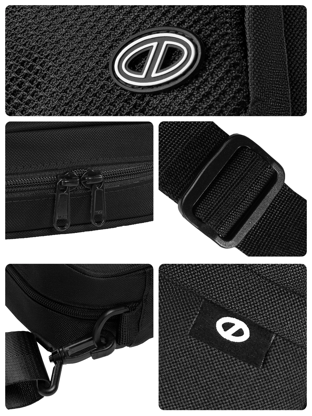 Túi đeo chéo nhiều ngăn phối lưới ONTOP vải canvas màu đen, xám, kem đựng vừa khổ A5 Mesh Double Pocket | O-B60