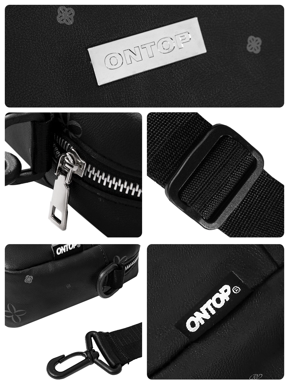 Túi đeo chéo họa tiết da chống nước ONTOP nam nữ màu đen, kem đựng vừa khổ A5 local brand Shoulder Bag Level 2.0 | O-B41
