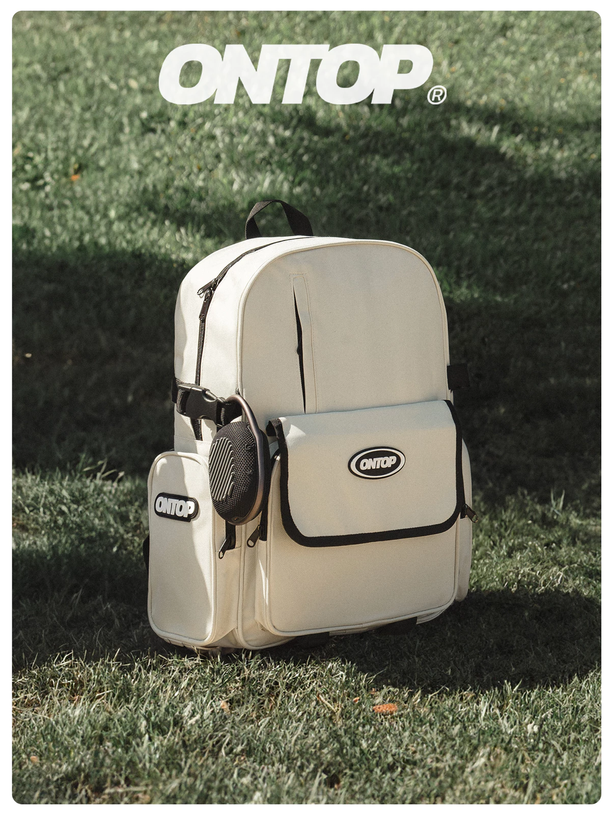 Balo vải canvas nam nữ nhiều ngăn ONTOP đựng vừa laptop 15.6inch màu đen, kem local brand BW Backpack | O-P16 & O-P36