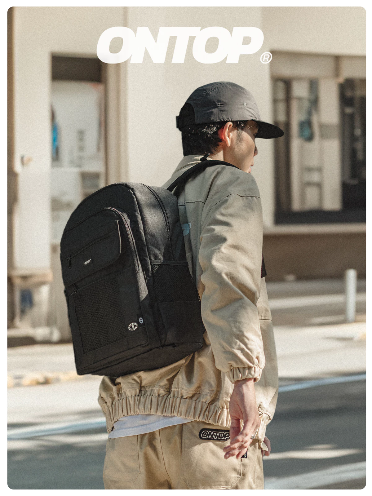 Balo vải canvas nam nữ local brand ONTOP chống gù lưng, có chống sốc laptop 15.6 inch | O-P68