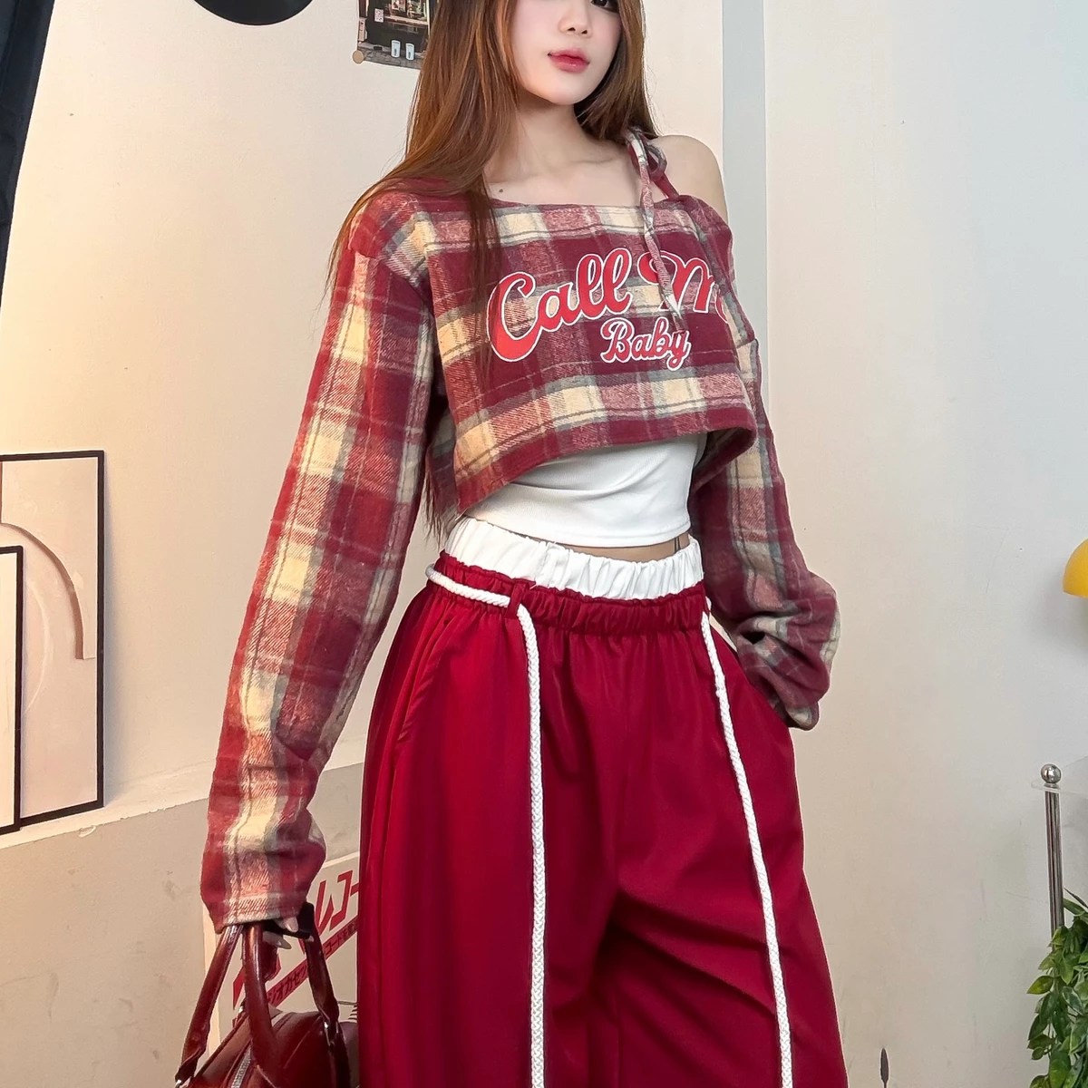 Set đồ nữ CALLME Chất Vải Cotton Dạ Kẻ Caro Form Rộng Dáng Xuông Unisex FFCLUB MIX