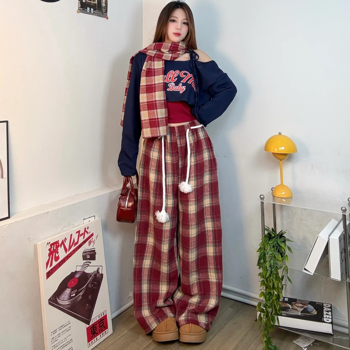 Set đồ nữ CALLME Chất Vải Cotton Dạ Kẻ Caro Form Rộng Dáng Xuông Unisex FFCLUB MIX