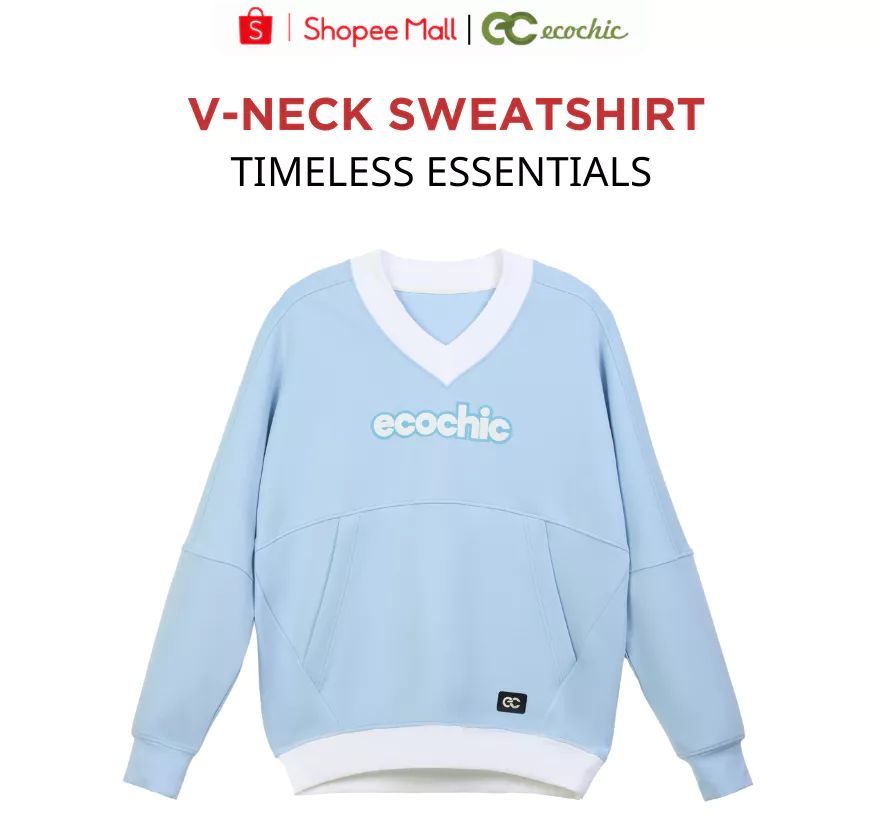 Áo Sweater Cổ Tim ECOCHIC V-NECK SWEATSHIRT Chất Liệu Cao Cấp Chính Hãng Nhiều Màu B085