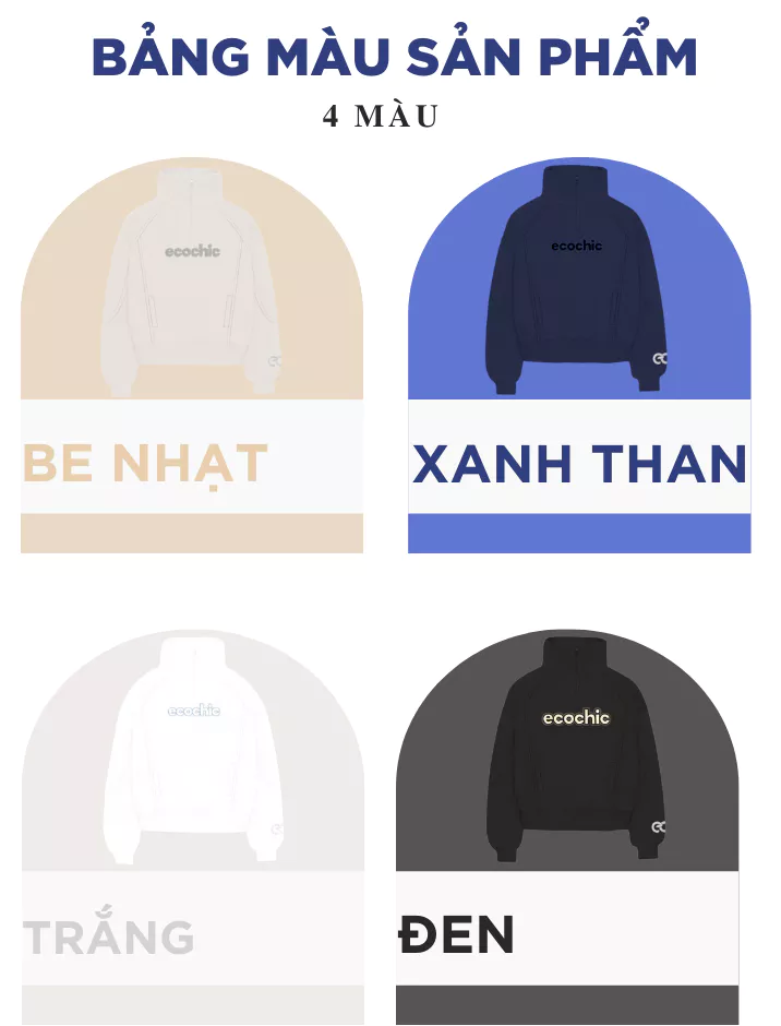 Áo Sweater ECOCHIC HALFZIP SWEATSHIRT Chất Liệu Cao Cấp VERSION 1 + 2 Cao Cấp Chính Hãng B088 B188