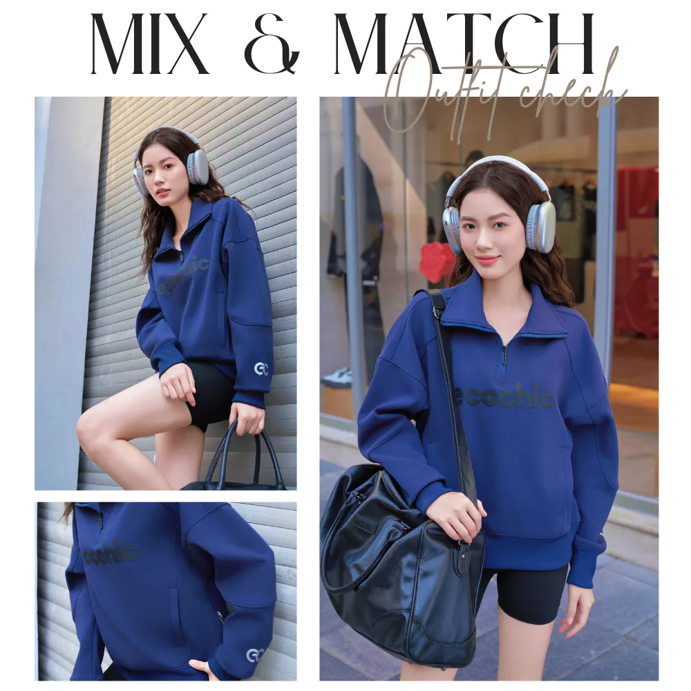 Áo Sweater ECOCHIC HALFZIP SWEATSHIRT Chất Liệu Cao Cấp VERSION 1 + 2 Cao Cấp Chính Hãng B088 B188