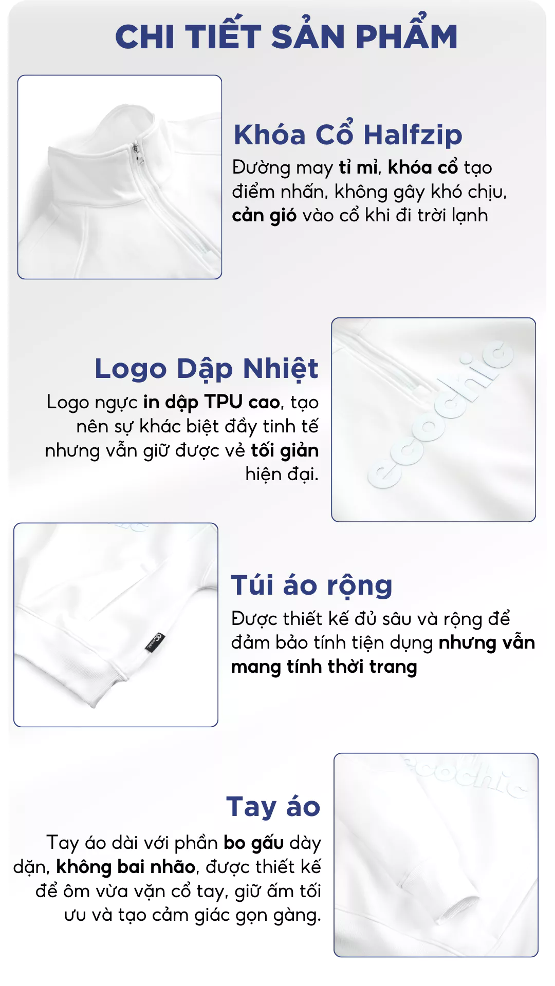 Áo Sweater ECOCHIC HALFZIP SWEATSHIRT Chất Liệu Cao Cấp VERSION 1 + 2 Cao Cấp Chính Hãng B088 B188