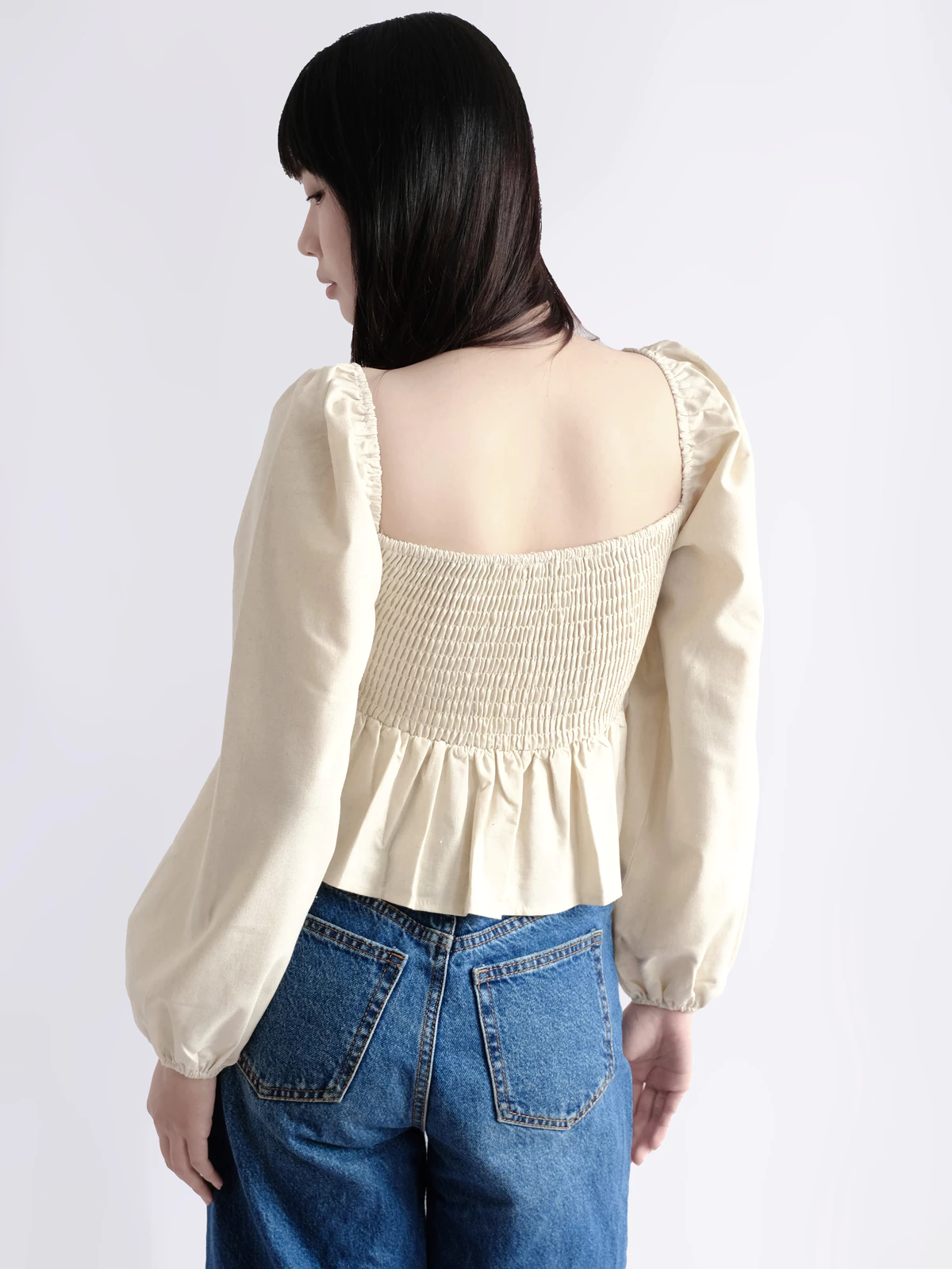Áo Linen Tay Phồng, Form Nhún Eo Tôn Dáng, Phối Tầng Xoè Chất Vải Linen Mềm Mát - Smocking Top - THE J STUDIO
