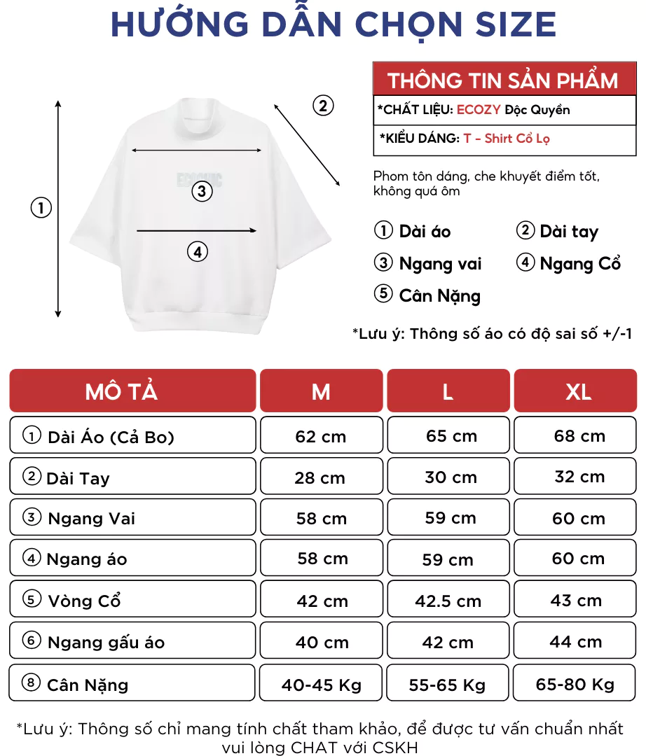 Áo Tay Lỡ ECOCHIC TURTLENECK TSHIRT TIMELESS ESSENTIALS Chất Liệu Ecozy Cao Cấp Unisex B110