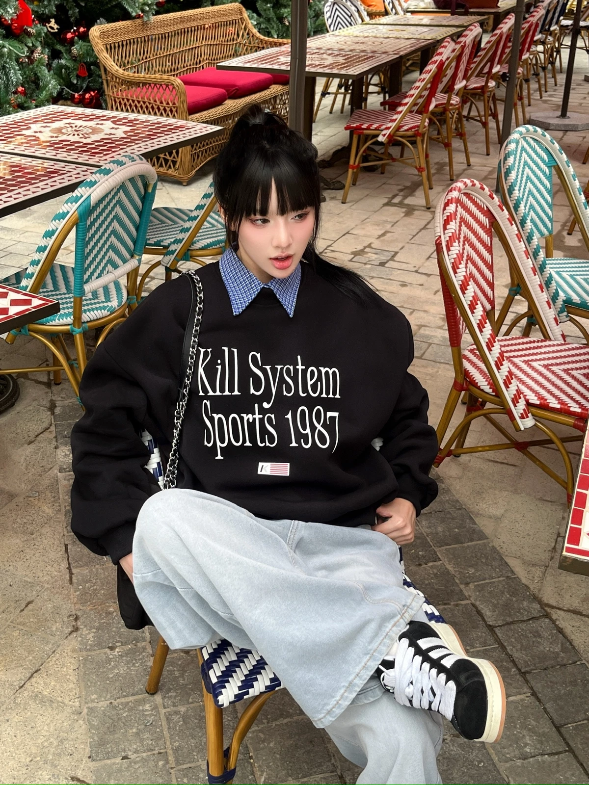 𝐊𝐈𝐋𝐋 𝐒𝐘𝐒𝐓𝐄𝐌 - Áo sweater nỉ bông form boxy in hình
