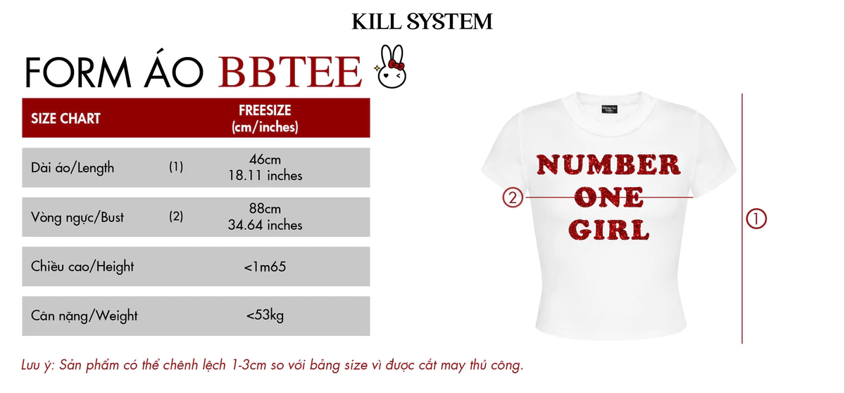 Áo Thun babytee Number One Girl 𝐊𝐈𝐋𝐋 𝐒𝐘𝐒𝐓𝐄𝐌 Ôm Body In Kim Tuyến
