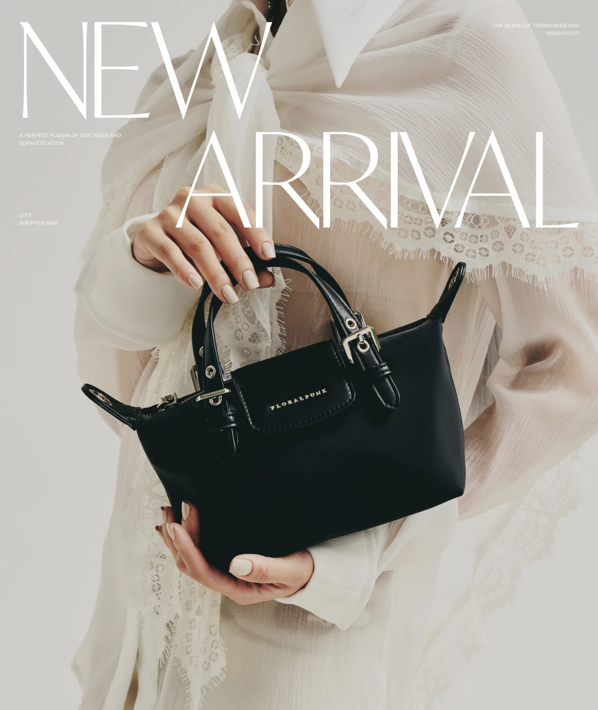 Túi Xách Floralpunk City Shopper Mini - Black - Nylon Cao Cấp, Quai Da PU - Đeo Chéo/Xách Tay Thời Trang