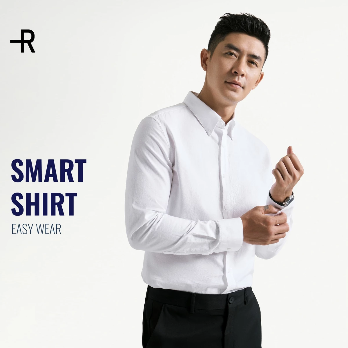 [UP TO 15%++] Áo Sơ Mi Nam Oxford Tay Dài Trơn Form Fitted - Routine 10S25SHL005