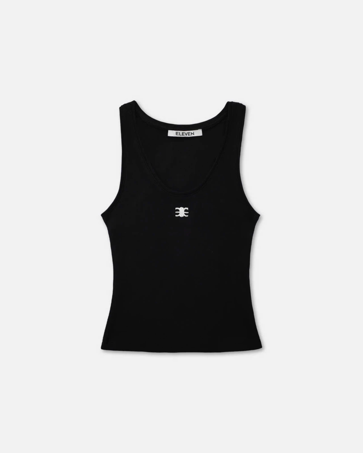 Eleven - Áo Tank Top Vải Thun Gân Thêu Mono | Màu Đen