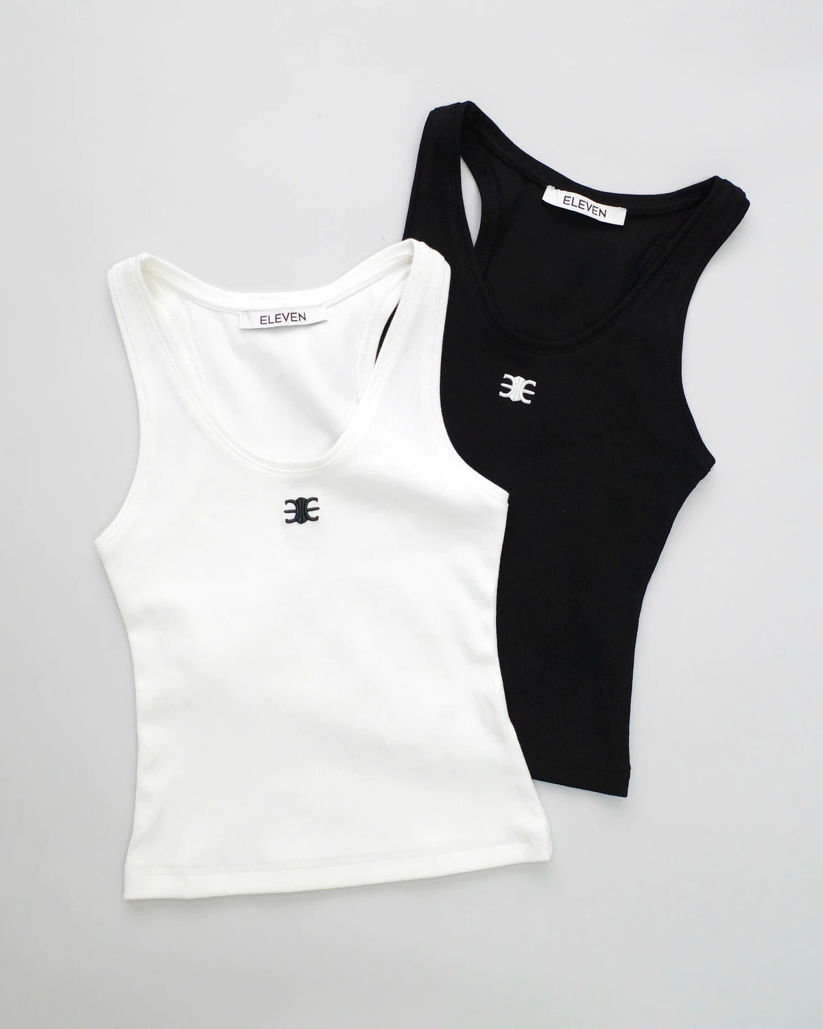 Eleven - Áo Tank Top Vải Thun Gân Thêu Mono | Màu Đen