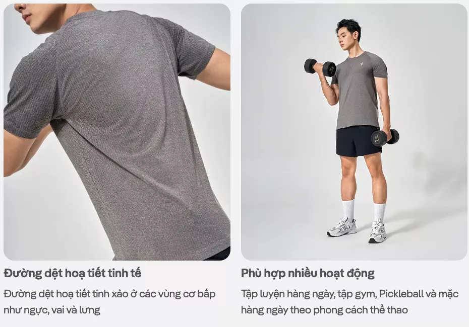 Áo thun thể thao nam tập gym pickleball Training Seamless Body Mapping mát lạnh thoáng khí Coolmate