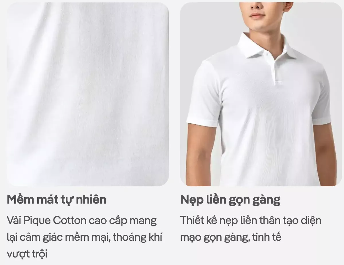 Áo Polo nam Premium Pique mềm mại thoáng khí phù hợp đi làm du lịch hoạt động ngoài trời Coolmate