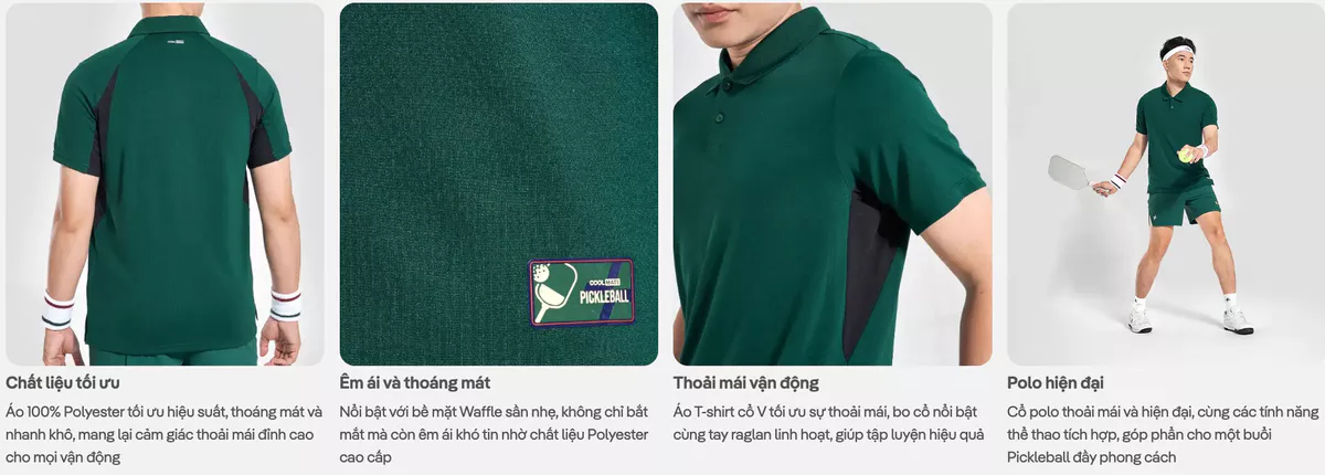 [TẶNG COMBO 2 ĐÔI TẤT]Set thể thao nam Pickleball Áo Polo Baseline +Quần Smash Shot thoáng khí thấm hút tốt Coolmate
