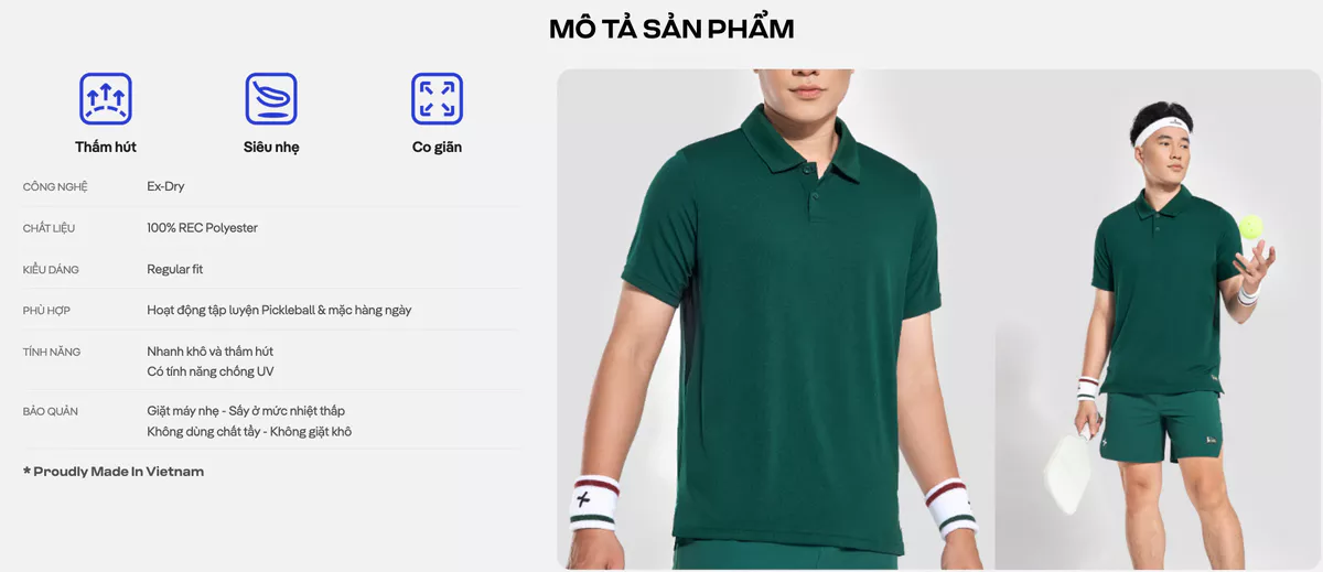 [TẶNG COMBO 2 ĐÔI TẤT]Set thể thao nam Pickleball Áo Polo Baseline +Quần Smash Shot thoáng khí thấm hút tốt Coolmate