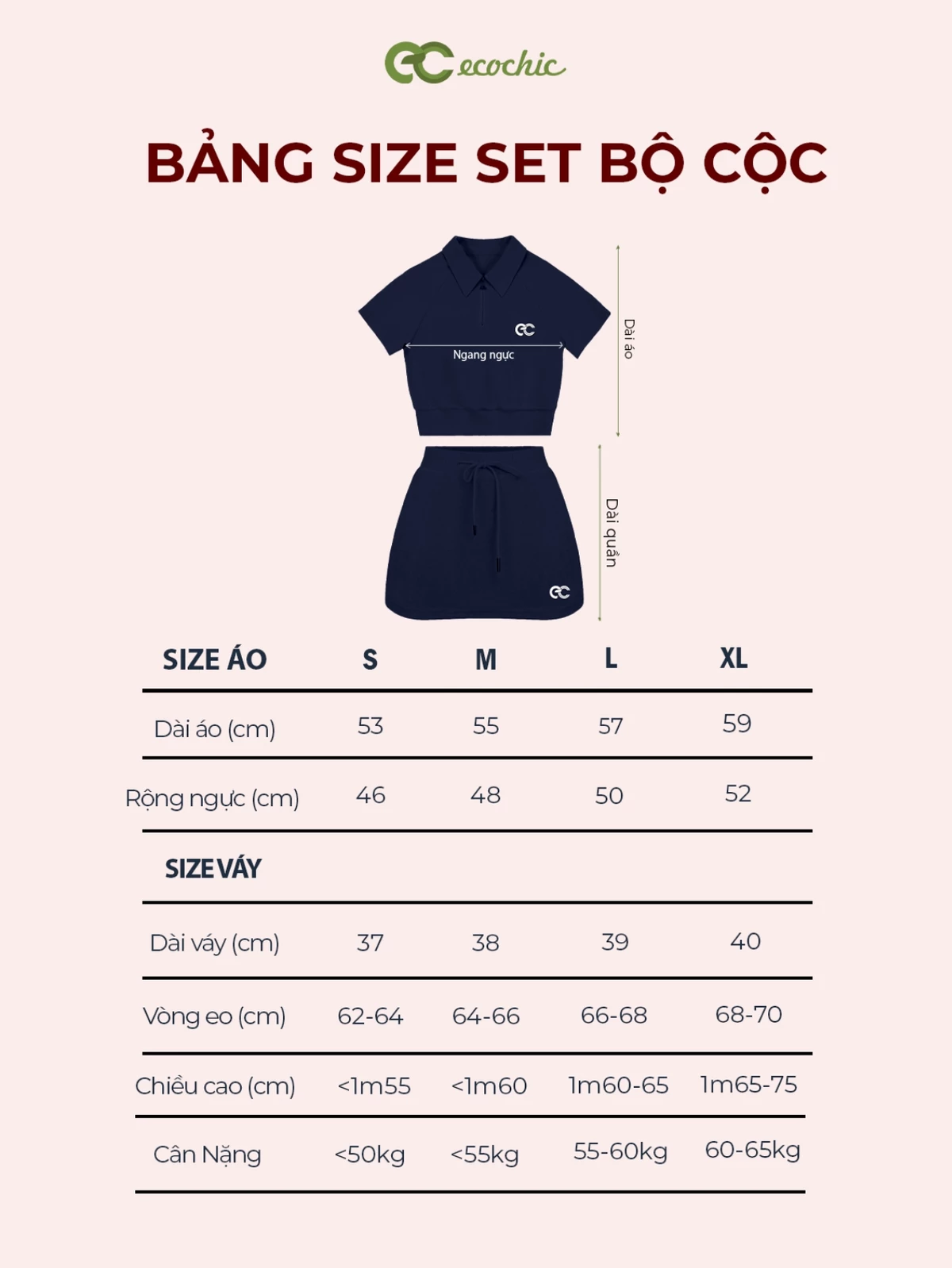 Set Bộ Váy ECOCHIC x HÒA MINZY B171 DREAM FIT Áo Crop Polo Halfzip Phối Chân Váy Chất Liệu Cao Cấp Mềm Mịn Chính Hãng