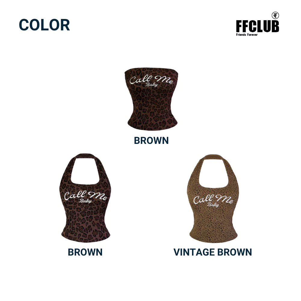 [XÃ KHO] Áo Croptop Dây Choàng Cổ Kiểu Yếm Ôm Họa tiết Da beo FFCLUB