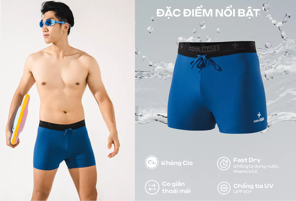 Quần bơi nam Trunk Summer Cool 3.5inch cạp rời không bị đọng nước, chống UV, đồ nam đồ đi biển Coolmate