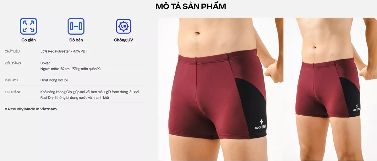 Quần Bơi nam Summer Cool 3.5 inch chống bám nước, bền màu, chống UV,đồ bơi nam,đồ đi biển Coolmate