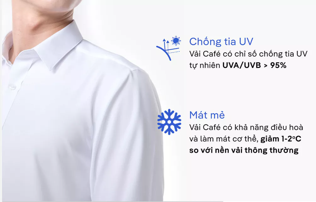 Áo SƠ MI nam dài tay CaféDriS khử mùi hiệu quả, chống UV Coolmate