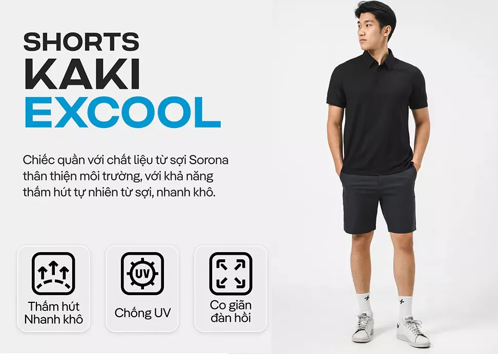 Quần Shorts Nam Kaki Excool co giãn Coolmate