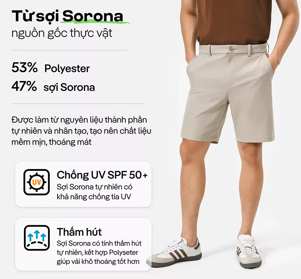 Quần Shorts Nam Kaki Excool co giãn Coolmate